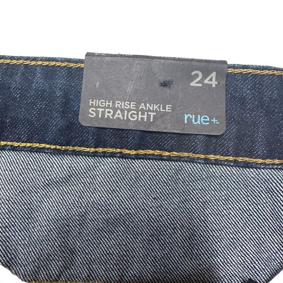 NWT Rue21 Womens 24 Jeans High Rise Ankle Straight Leg Dark Wash Raw Hem Plus - Picture 11 of 16